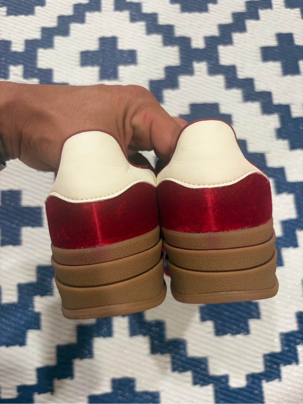 Adidas Gazelle Bold Bright Red Velvet Sneakers (Women's) Size 7.5 - Picture 8 of 9